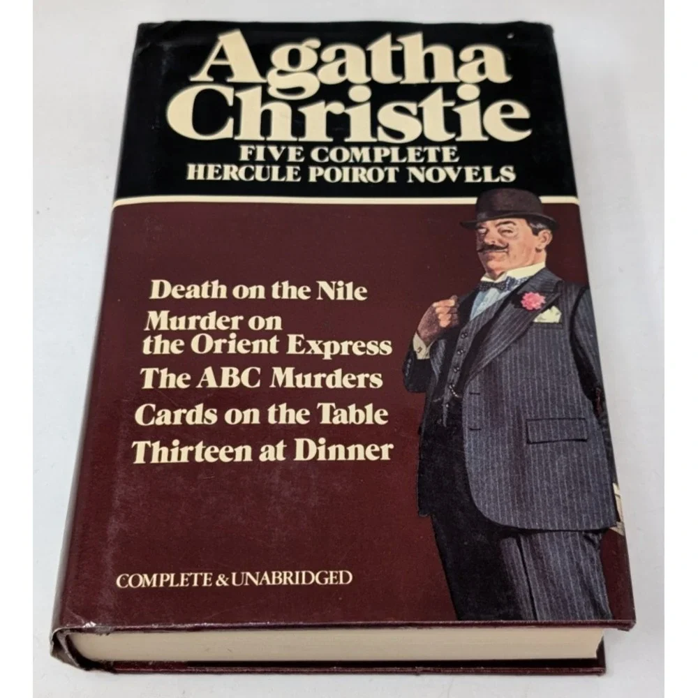 Five Complete Hercule Poirot Novels by Agatha Christie Vintage 1980 80s Omnibus